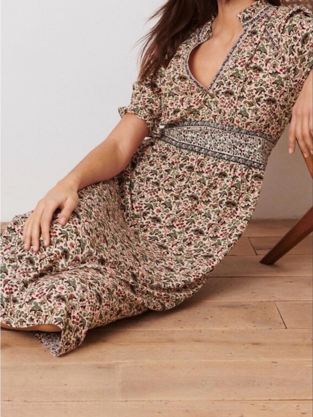 ba&sh Paris Floral Print Midi Dress Size 2 | Boho French Chic